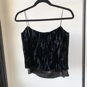 THE LIMITED Women's Black Velvet Spaghetti Strap Lined Cropped Cami Tank sz 4
